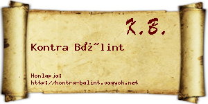 Kontra Bálint névjegykártya